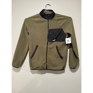 Puma Mens Polar Fleece Jacket Olive Green‎ Woven Pocket PFA24VMO-16587-316 Small